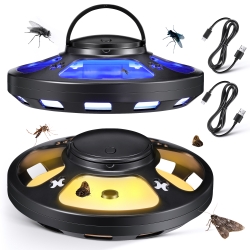 2 Packs Flea Trap with 4 LED Light Modes, USB Plug in Flea Light, Inside Home Natural Light Trap for Flies, Mosquitoes, Gnats, Moths, Bedbug